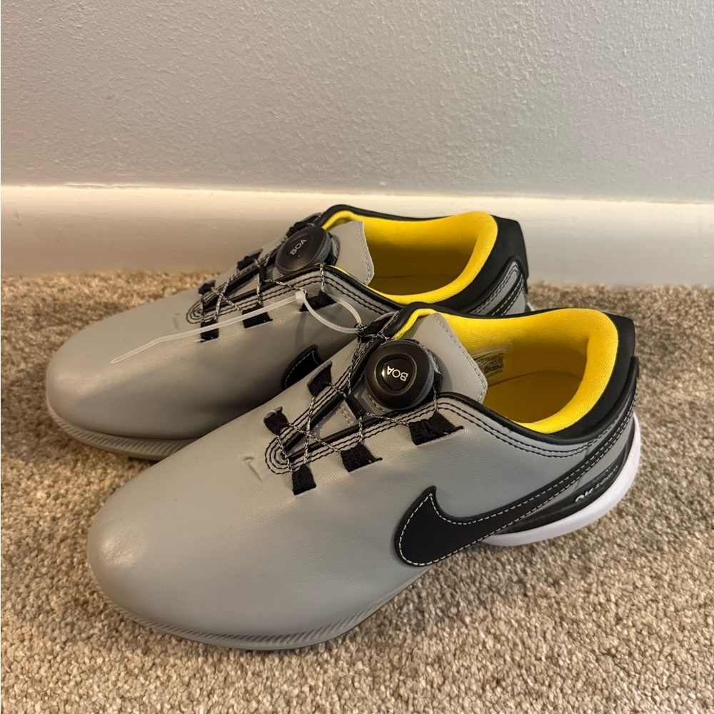 Nike Kids Gray and Yellow BOA Golf Sneakers